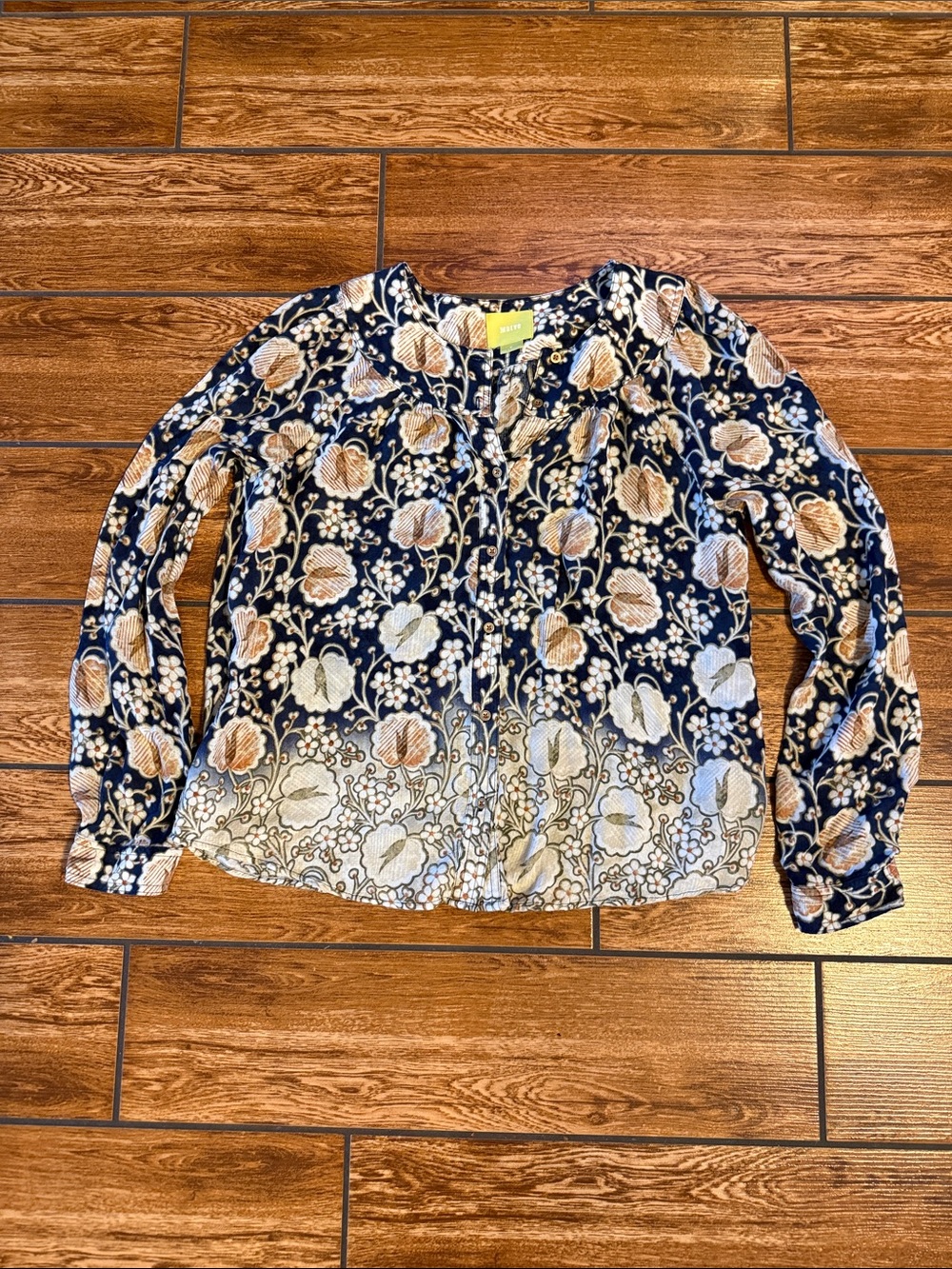 Maeve Women’s Navy Floral Long-Sleeve Blouse